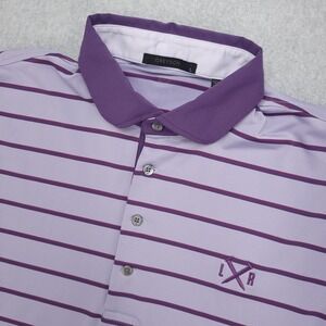 Greyson‎ Polo Golf Shirt Mens Large Striped Logo Purple Short Sleeve